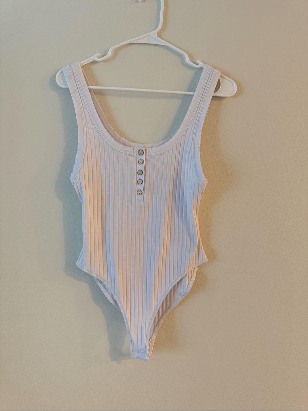 Free People White Ribbed Button-Front Kids One-Piece